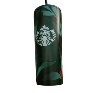 NWT STARBUCKS WINTER/ HOLIDAY POINTSETTIA METAL CUP TUMBLER